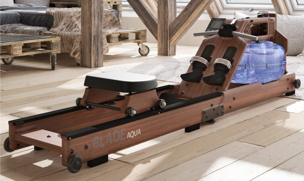 Rameur à Eau Pliable Avec Application Kinomap - Bois D'hévéa, Réservoir 500 Mm, Double Rail, Pour Fitness Maison