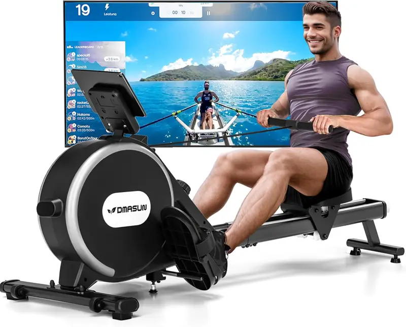 Rameur Fitness écran LCD Rameur Pliable Maison - Résistance Hydraulique 15-55kg - 120kg Charge Machine Cardio Training