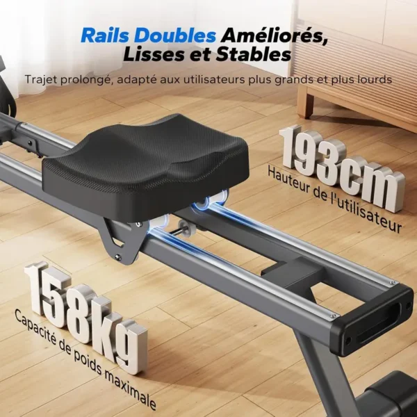 Rameur Merach Q1S pour rameur mesurant jusqu'à 193 cm et pesant 158 Kg